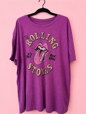 Rolling Stones Purple Graphic Tee with Tongue Logo